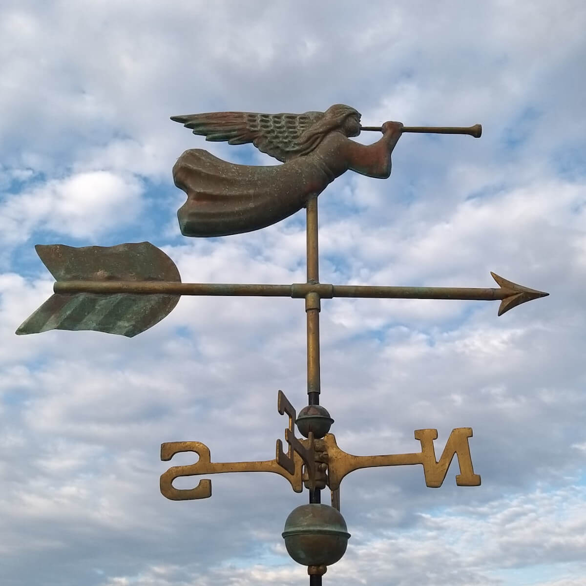 weathered aged verdigris copper angel weathervane.jpg_1